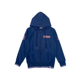 Large quantity of custom-made women's long-sleeved sweatshirt jacket, royal blue hooded zipper jacket, embroidered LOGO, contrasting sleeve edges, competitive competition, equestrian competition Z626 Large quantity of custom-made women's long-sleeved sweatshirt jacket, royal blue hooded zipper jacket, embroidered LOGO, contrasting sleeve edges, competitive competition, equestrian competition Z626